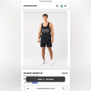 Men’s black Alphalete Studio shorts in 6in.